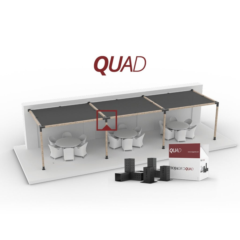 2 QUAD 4 Arm Pergola Extension Brackets mit 2 SOLOs 4x4